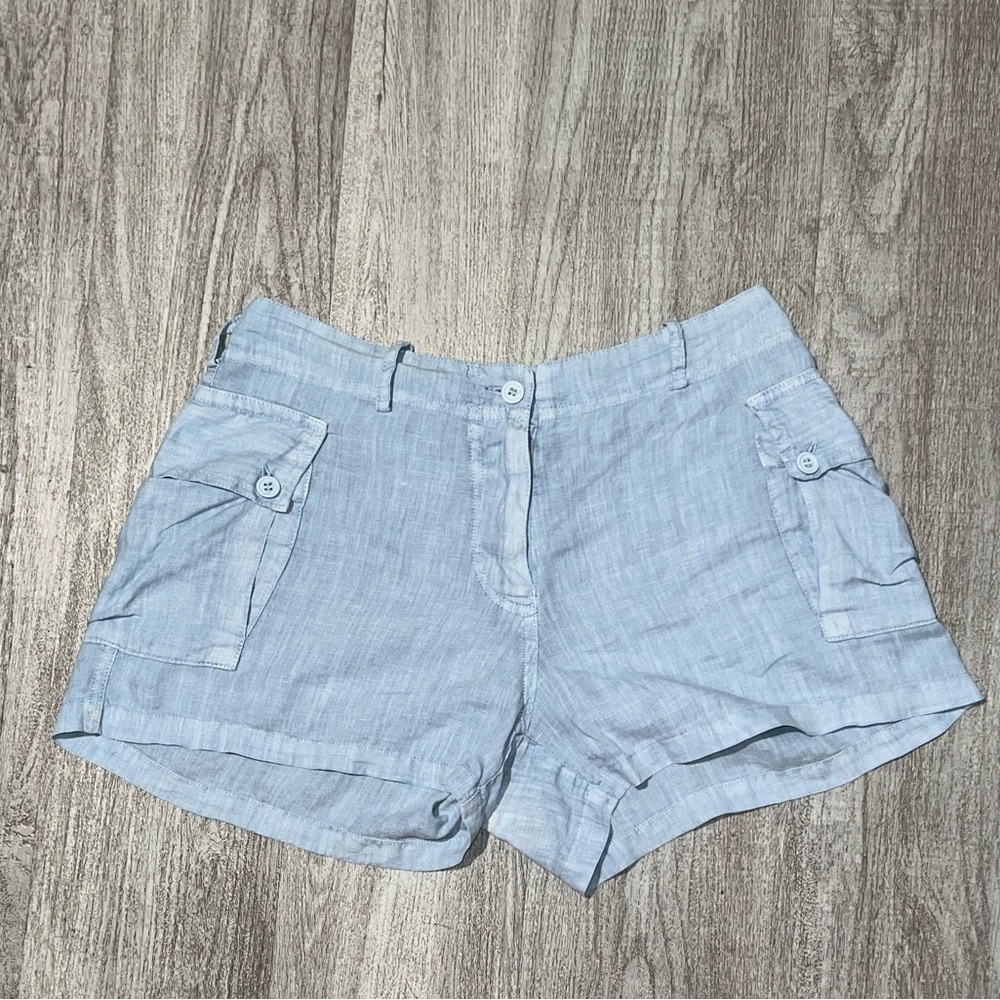 Theodore Beverly Hills light blue linen shorts